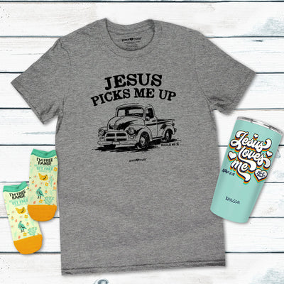grace & truth Womens T-Shirt Jesus Picks Me Up