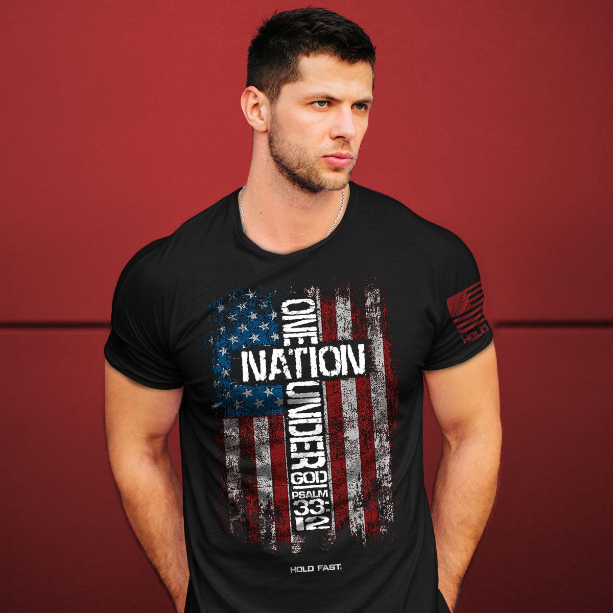 HOLD FAST Mens T-Shirt One Nation Flag - Kerusso Wholesale