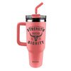 Kerusso 40 oz Stainless Steel Mug With Straw Strength Cow Horns