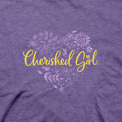 Cherished Girl Womens T-Shirt Love Never Fails Floral