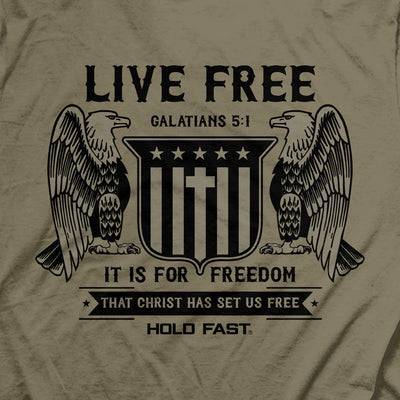 HOLD FAST Mens T-Shirt Live Free Eagles