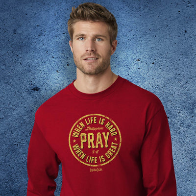Kerusso Mens Long Sleeve T-Shirt Pray & Pray